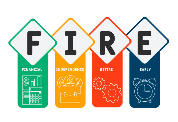 FIRE - financial independence, retire early acronym. business concept background vector illustration